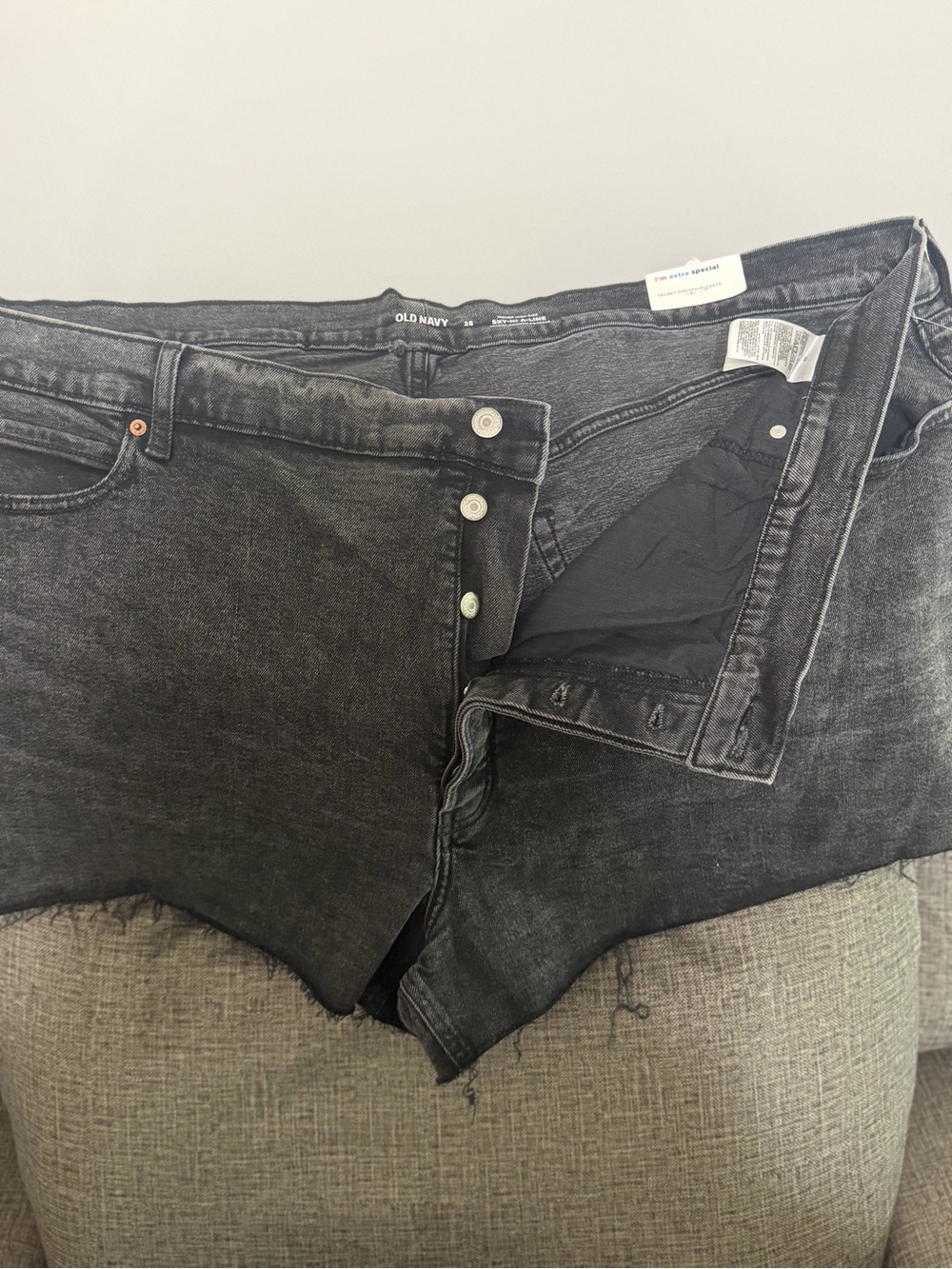 Old Navy Black Washed Sky-Hi A-Line Denim Shorts
